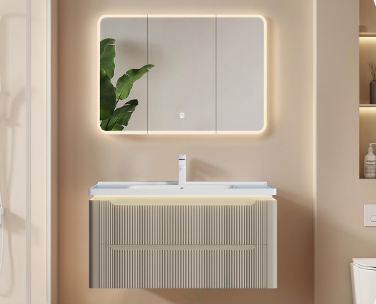 Lumina Khaki Flute Drawer Vanity Suite