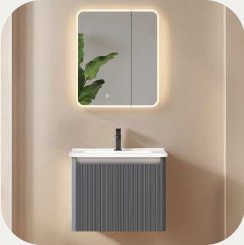 Lumina Grey Flute Door Vanity Suite 